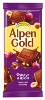 Шоколад Alpen Gold «Фундук и Изюм», 90 г
