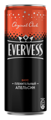 Напиток Evervess Апельсин (Orange), ж/б, 0,33 л.